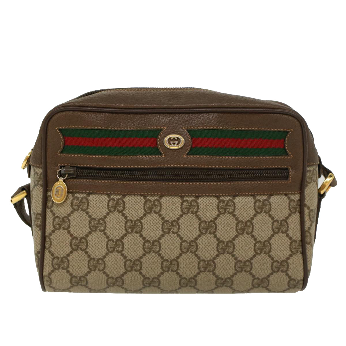 GUCCI GG Canvas Web Sherry Line Shoulder Bag Beige Red 119.02.087 46468