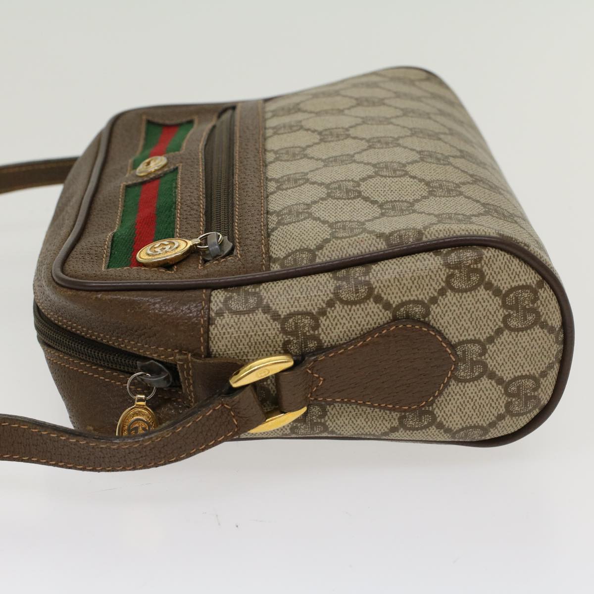GUCCI GG Canvas Web Sherry Line Shoulder Bag Beige Red 119.02.087 46468