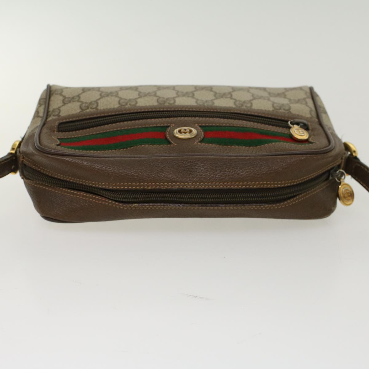 GUCCI GG Canvas Web Sherry Line Shoulder Bag Beige Red 119.02.087 46468