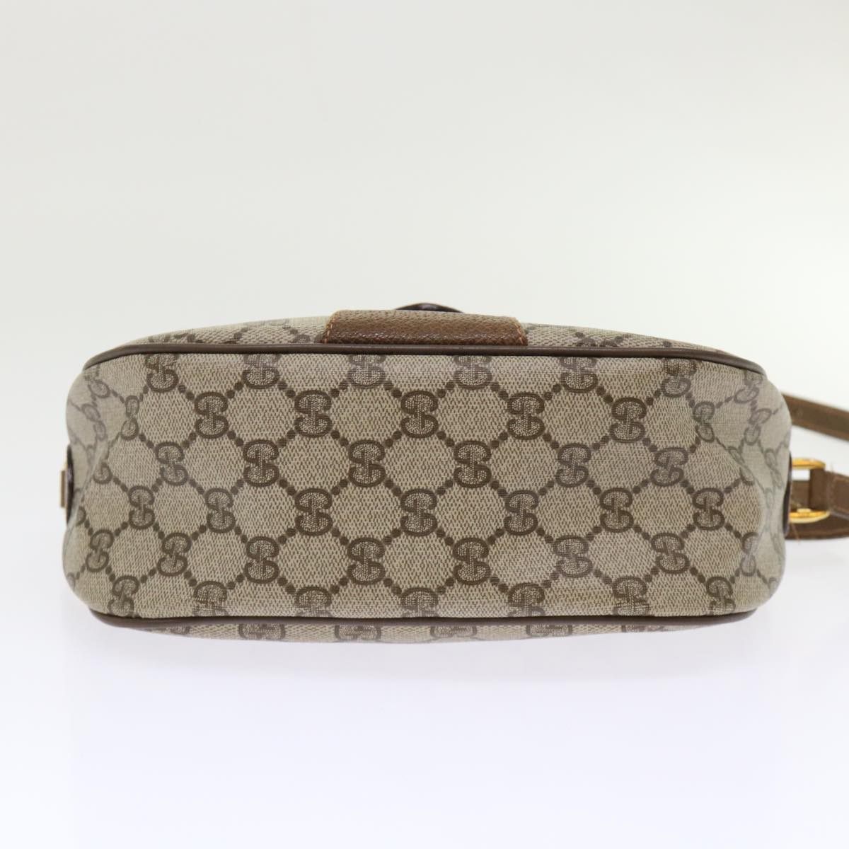 GUCCI GG Canvas Web Sherry Line Shoulder Bag PVC Leather Beige Green 46668
