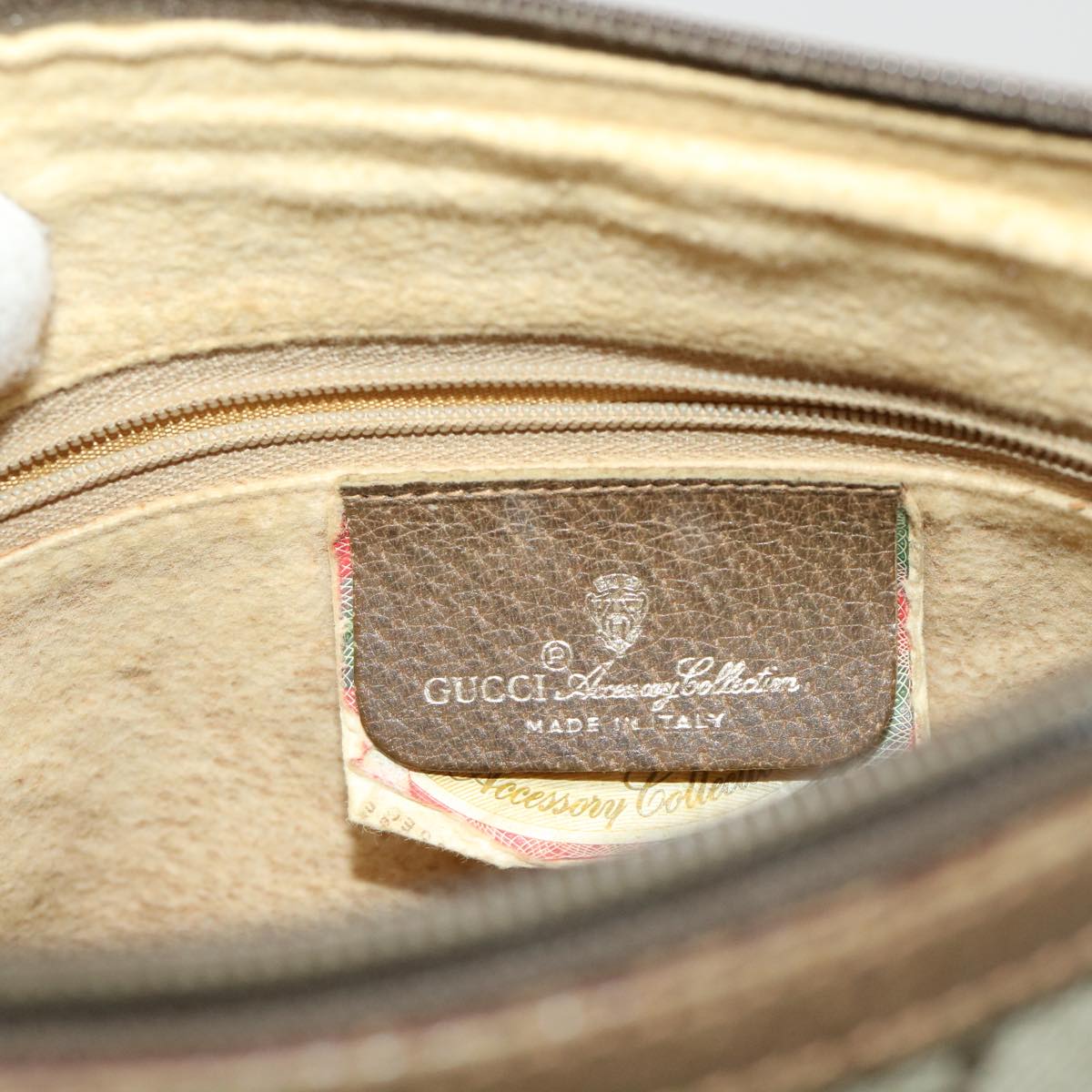 GUCCI GG Canvas Web Sherry Line Shoulder Bag PVC Leather Beige Green 46668