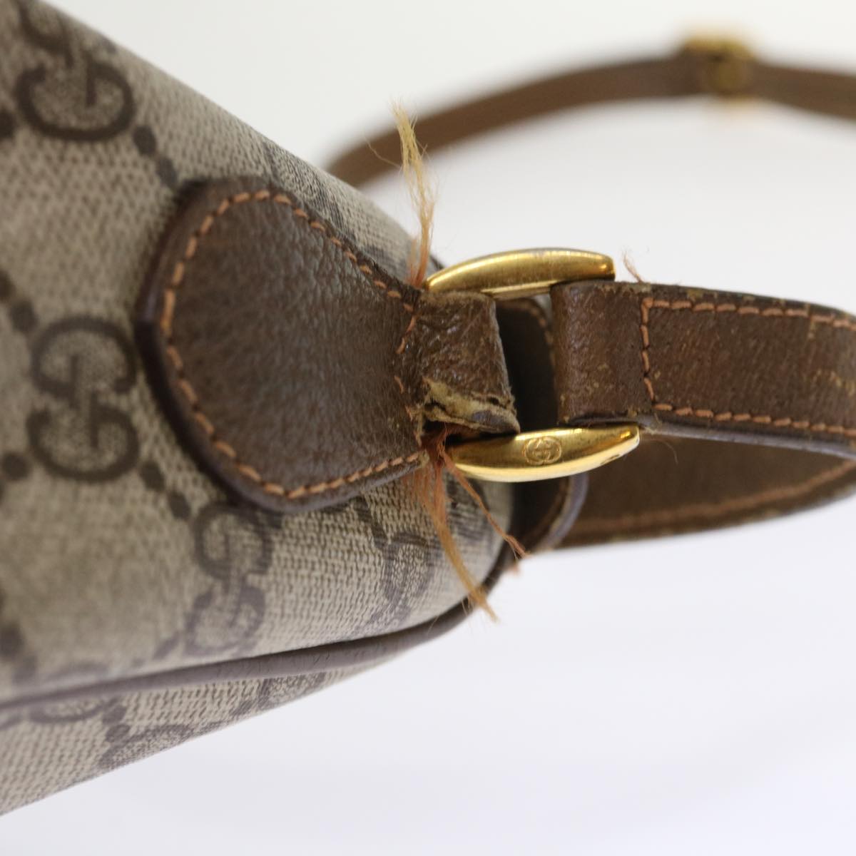 GUCCI GG Canvas Web Sherry Line Shoulder Bag PVC Leather Beige Green 46668