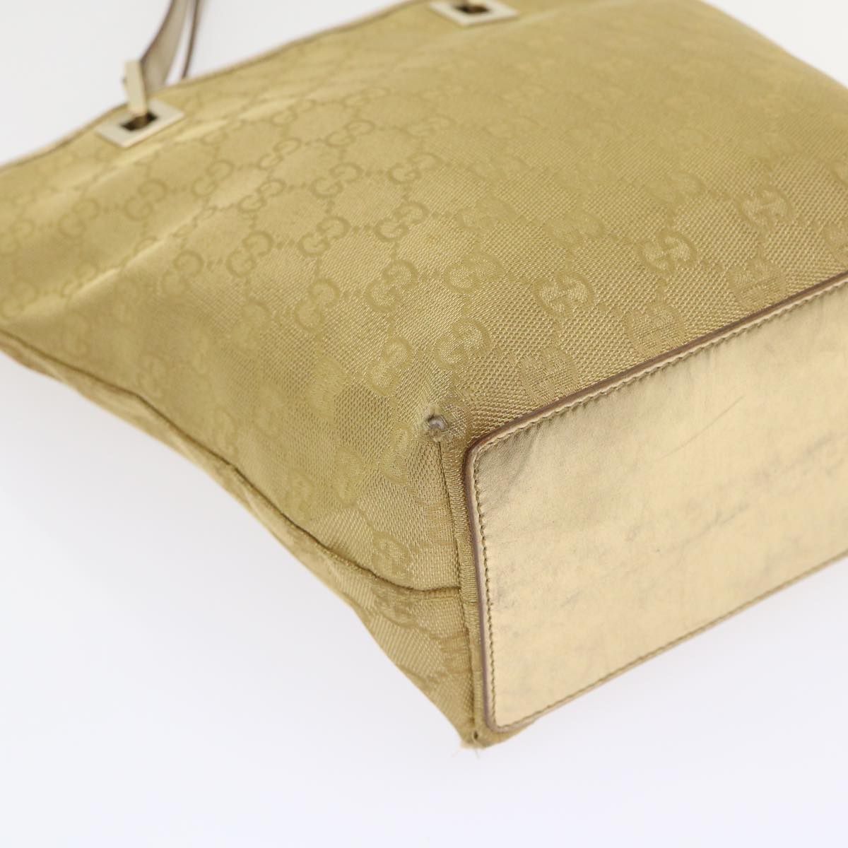 GUCCI GG Canvas Hand Bag Gold 1099 46670