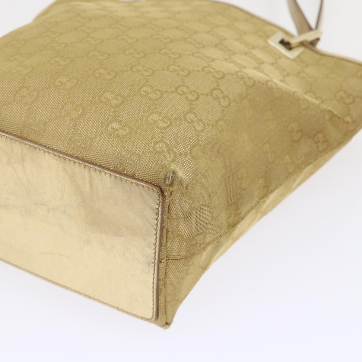 GUCCI GG Canvas Hand Bag Gold 1099 46670