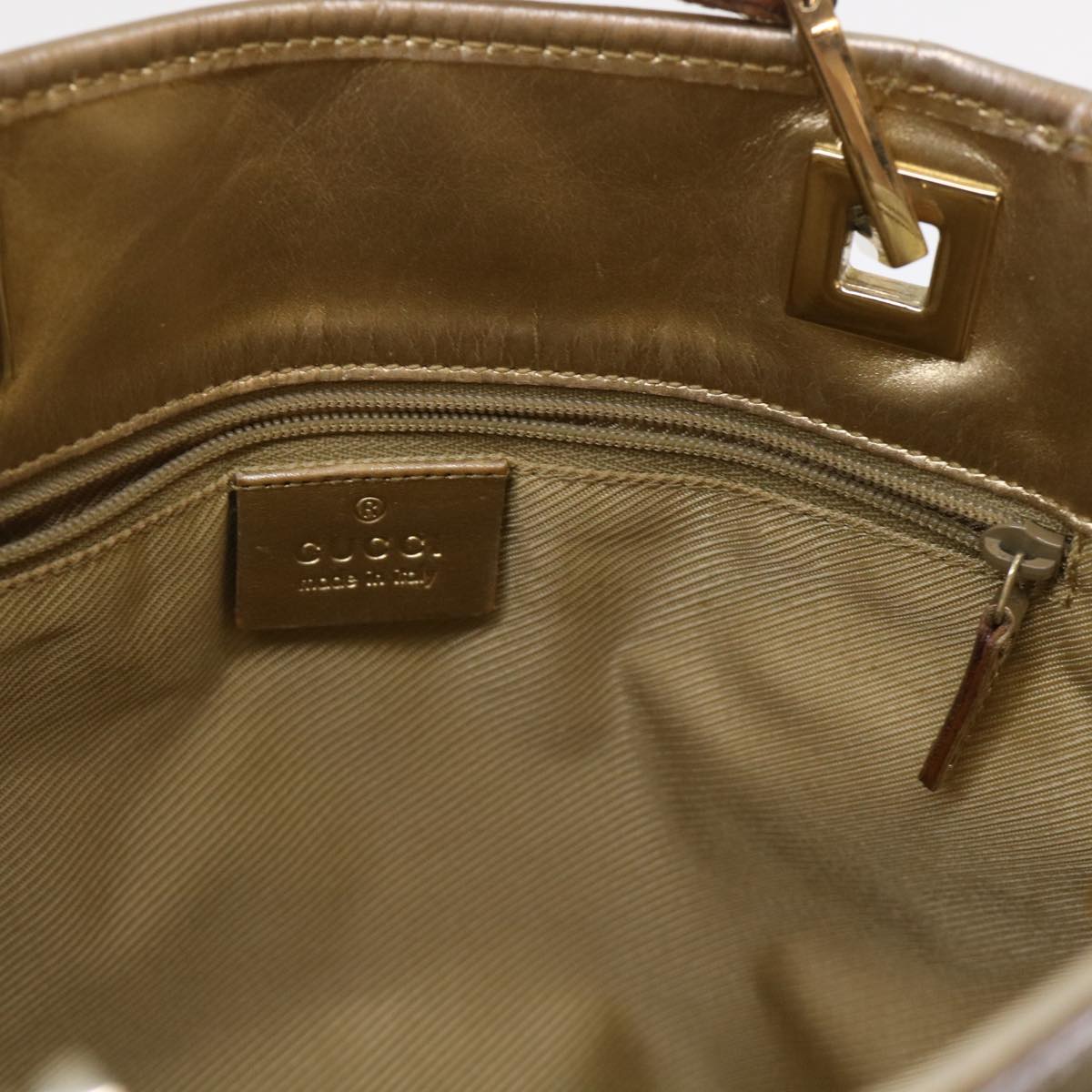 GUCCI GG Canvas Hand Bag Gold 1099 46670