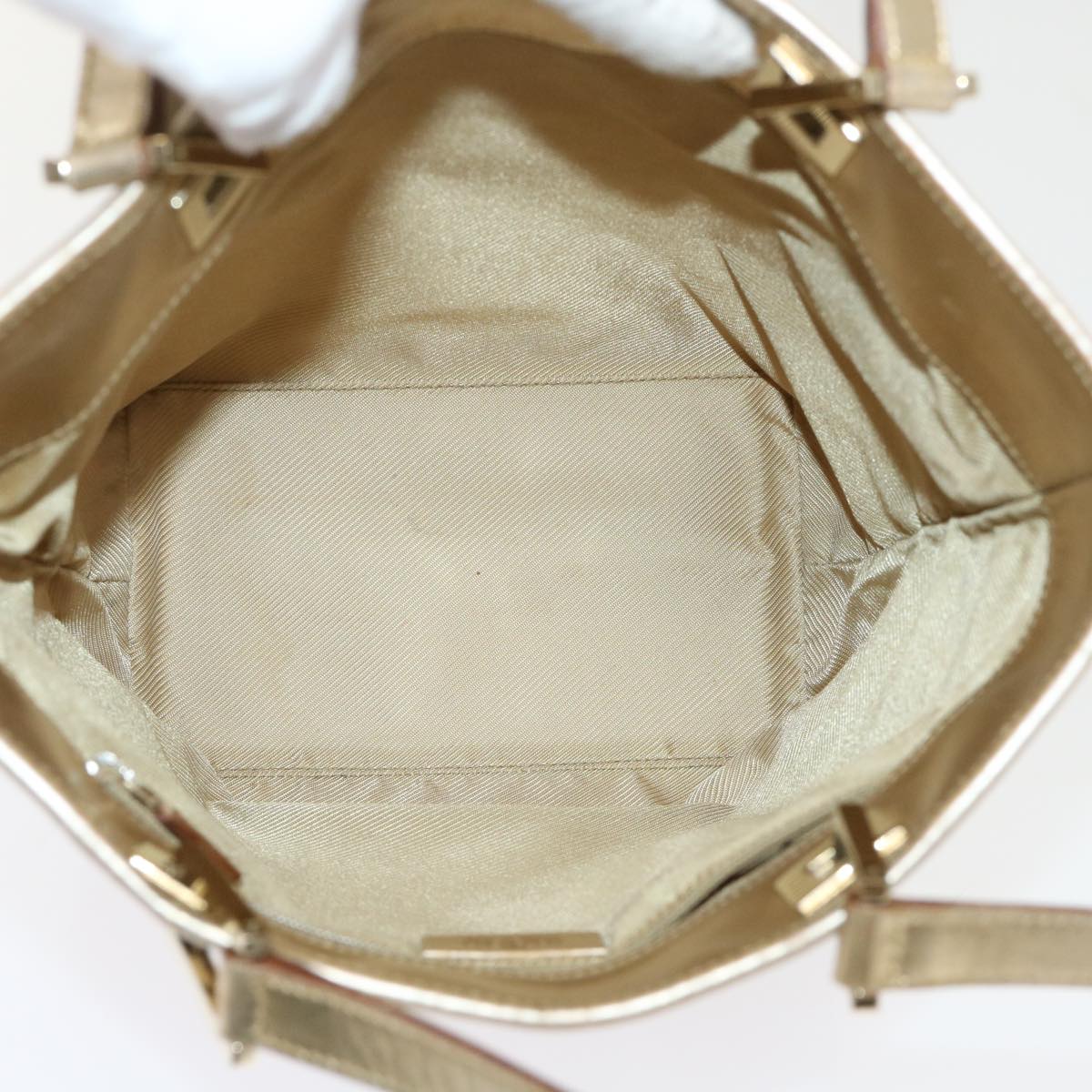 GUCCI GG Canvas Hand Bag Gold 1099 46670