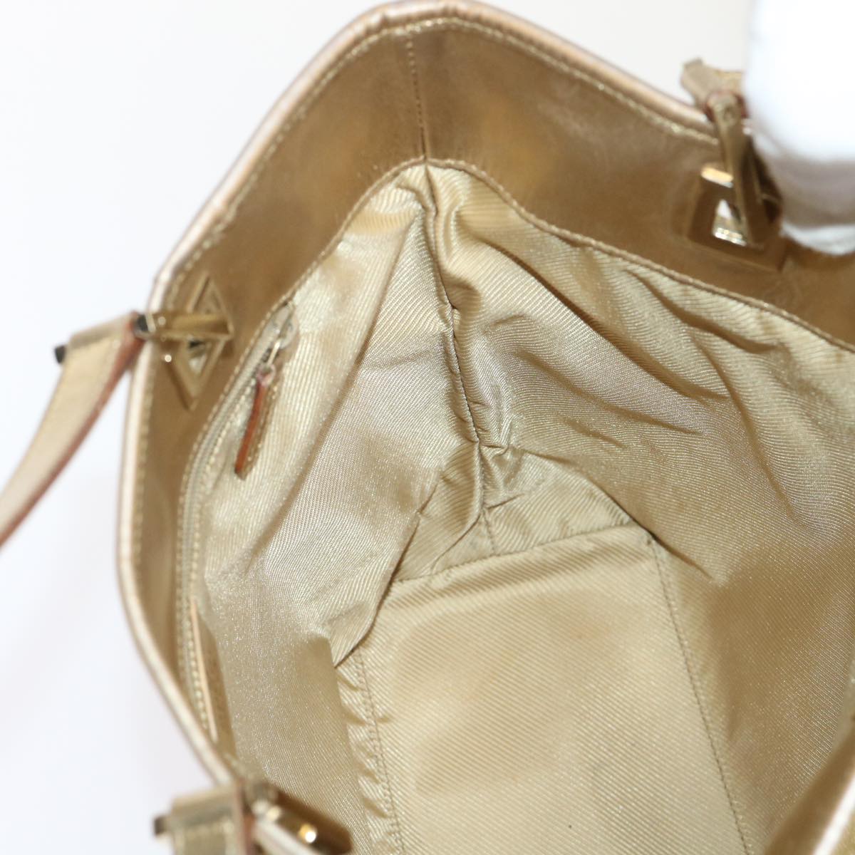 GUCCI GG Canvas Hand Bag Gold 1099 46670