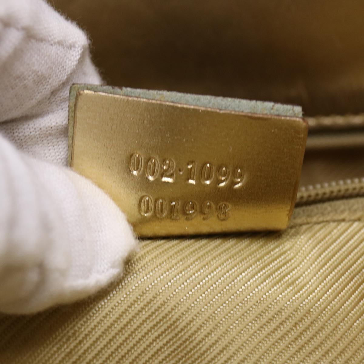 GUCCI GG Canvas Hand Bag Gold 1099 46670