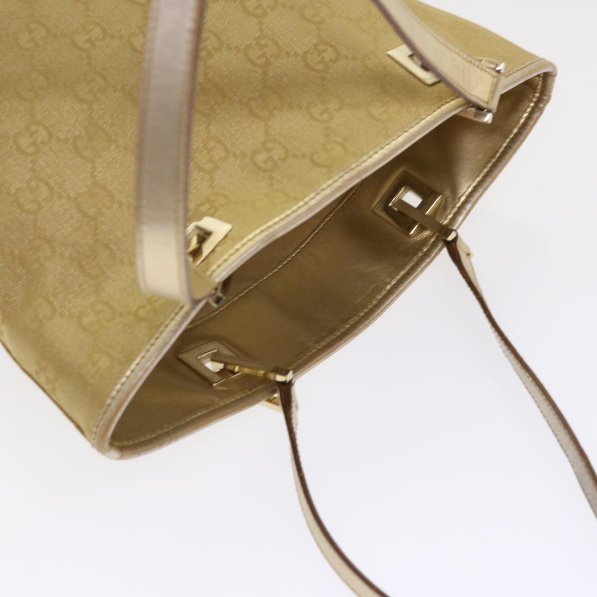 GUCCI GG Canvas Hand Bag Gold 1099 46670
