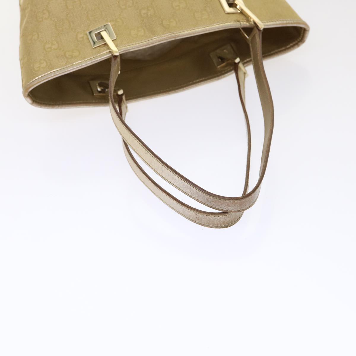 GUCCI GG Canvas Hand Bag Gold 1099 46670