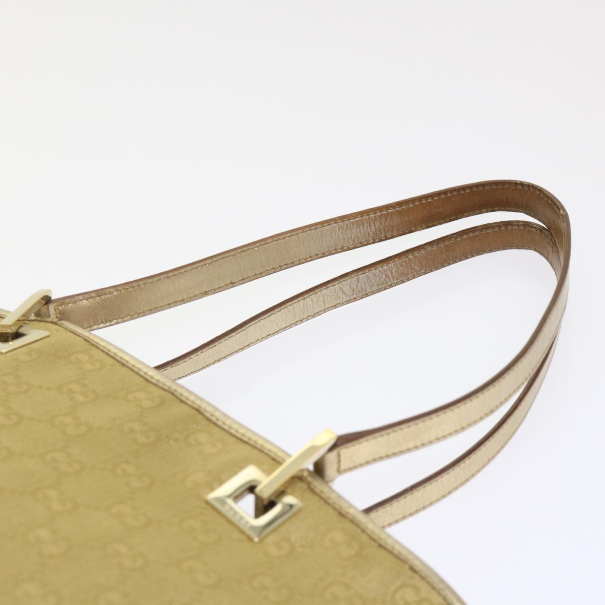 GUCCI GG Canvas Hand Bag Gold 1099 46670