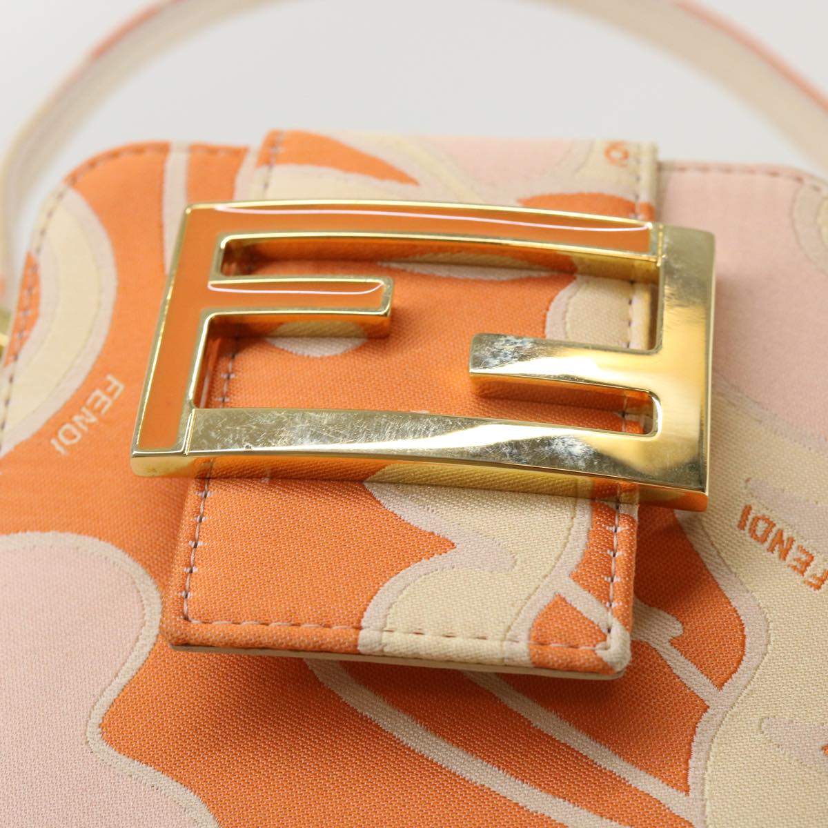 FENDI Mini Mamma Baguette Pouch Nylon Orange 46674