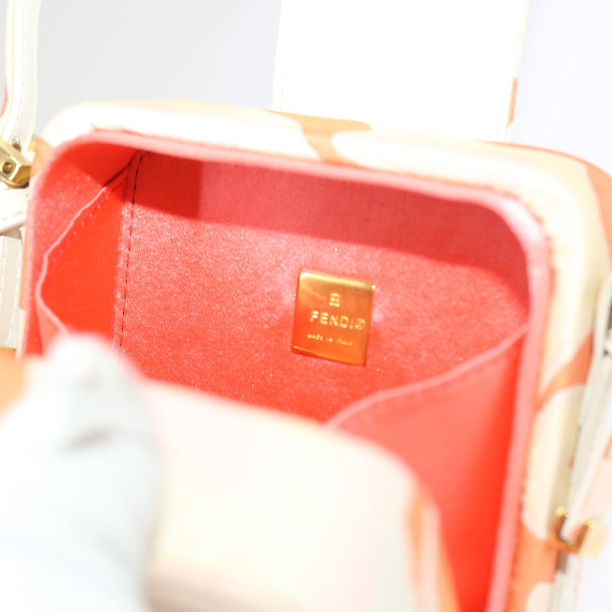 FENDI Mini Mamma Baguette Pouch Nylon Orange 46674