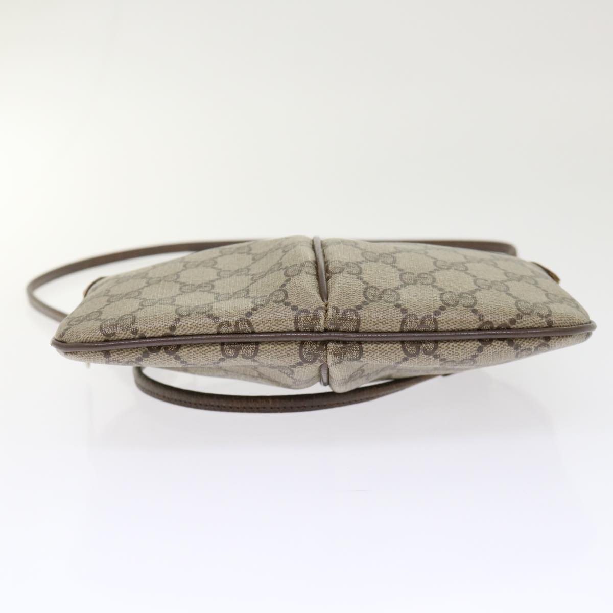 GUCCI GG Canvas Web Sherry Line Shoulder Bag PVC Leather Beige Green 46681