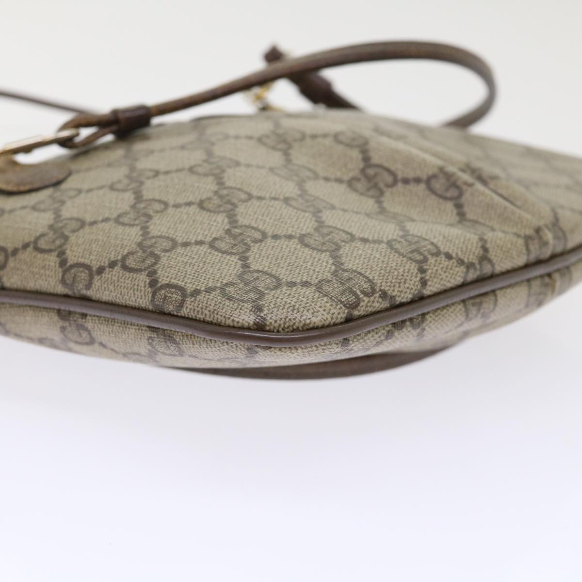 GUCCI GG Canvas Web Sherry Line Shoulder Bag PVC Leather Beige Green 46681