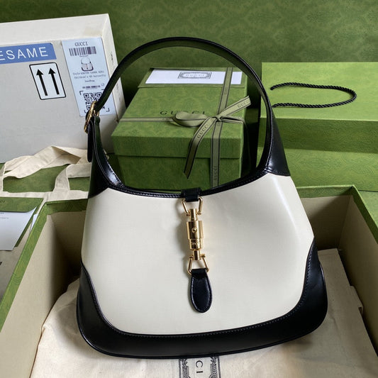 Glami Jackie 1961 Small Shoulder Bag White With Black 11in/28cm 636706 10OBG 9099