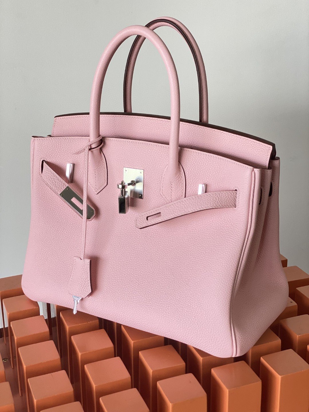 GLAMI Birkin Nata Swift Pink For Women Silver Toned Hardware 11.8in/30cm