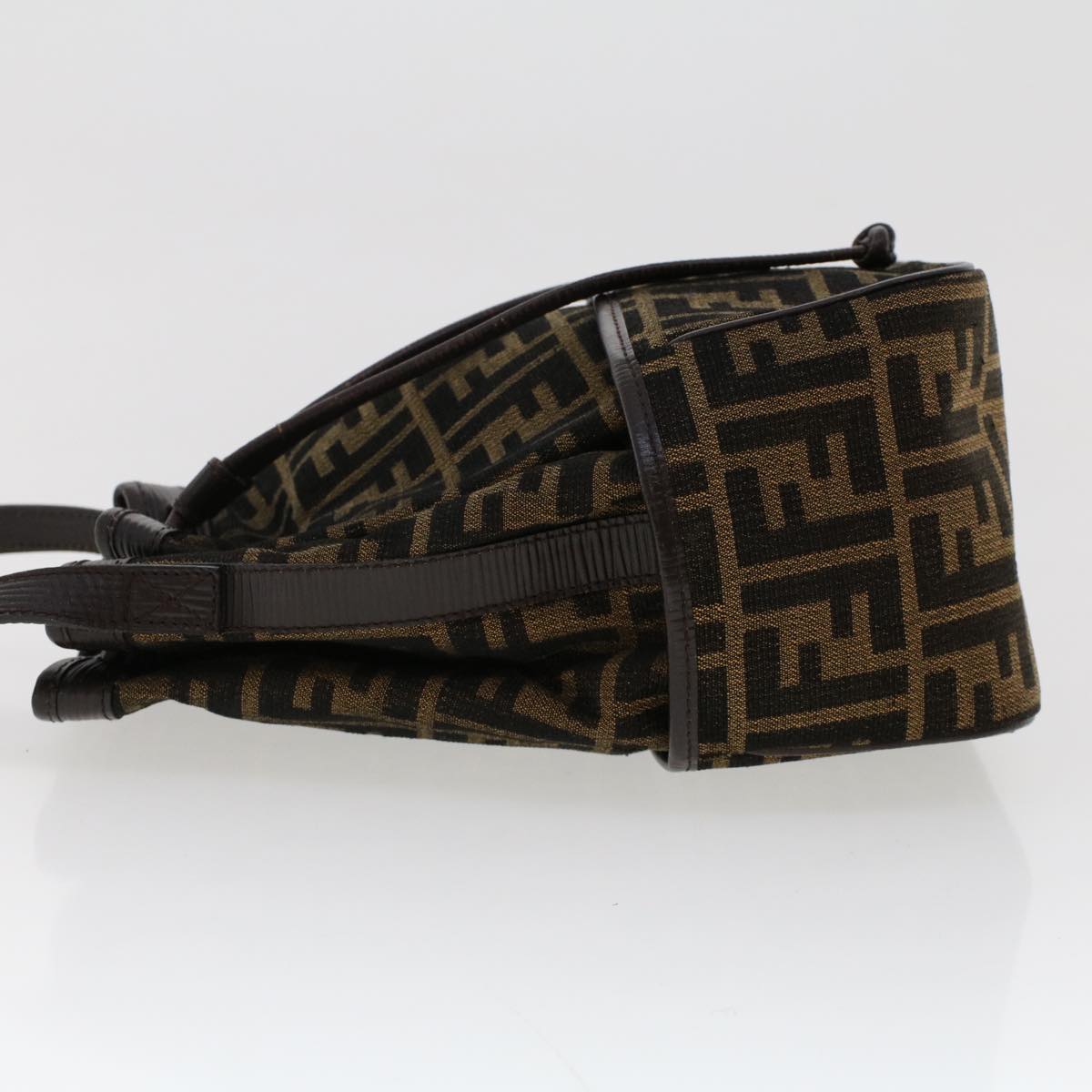 FENDI Zucca Canvas Shoulder Bag Brown Black 47059