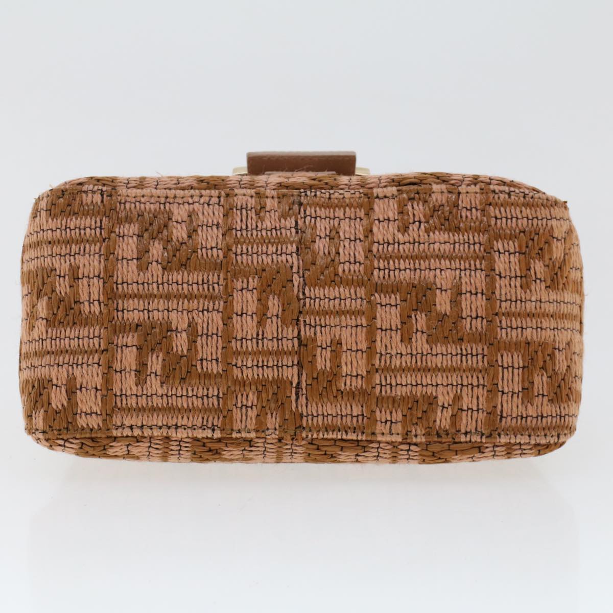 FENDI Mamma Baguette Shoulder Bag Straw Beige Pink 47062