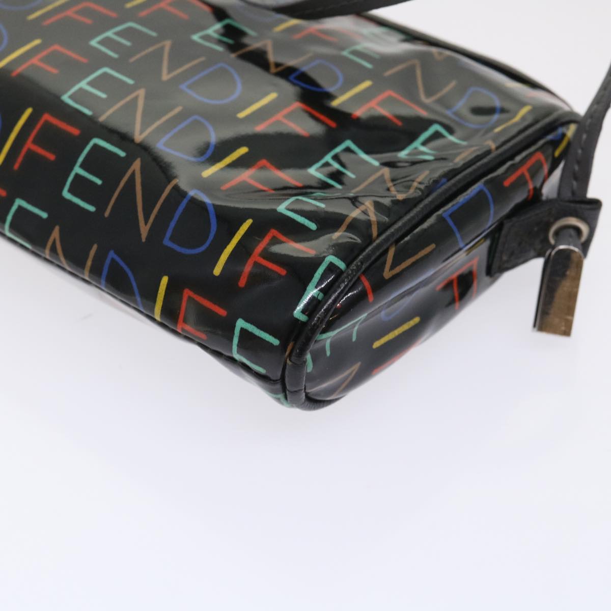 FENDI Shoulder Bag Enamel Black Multicolor 47063