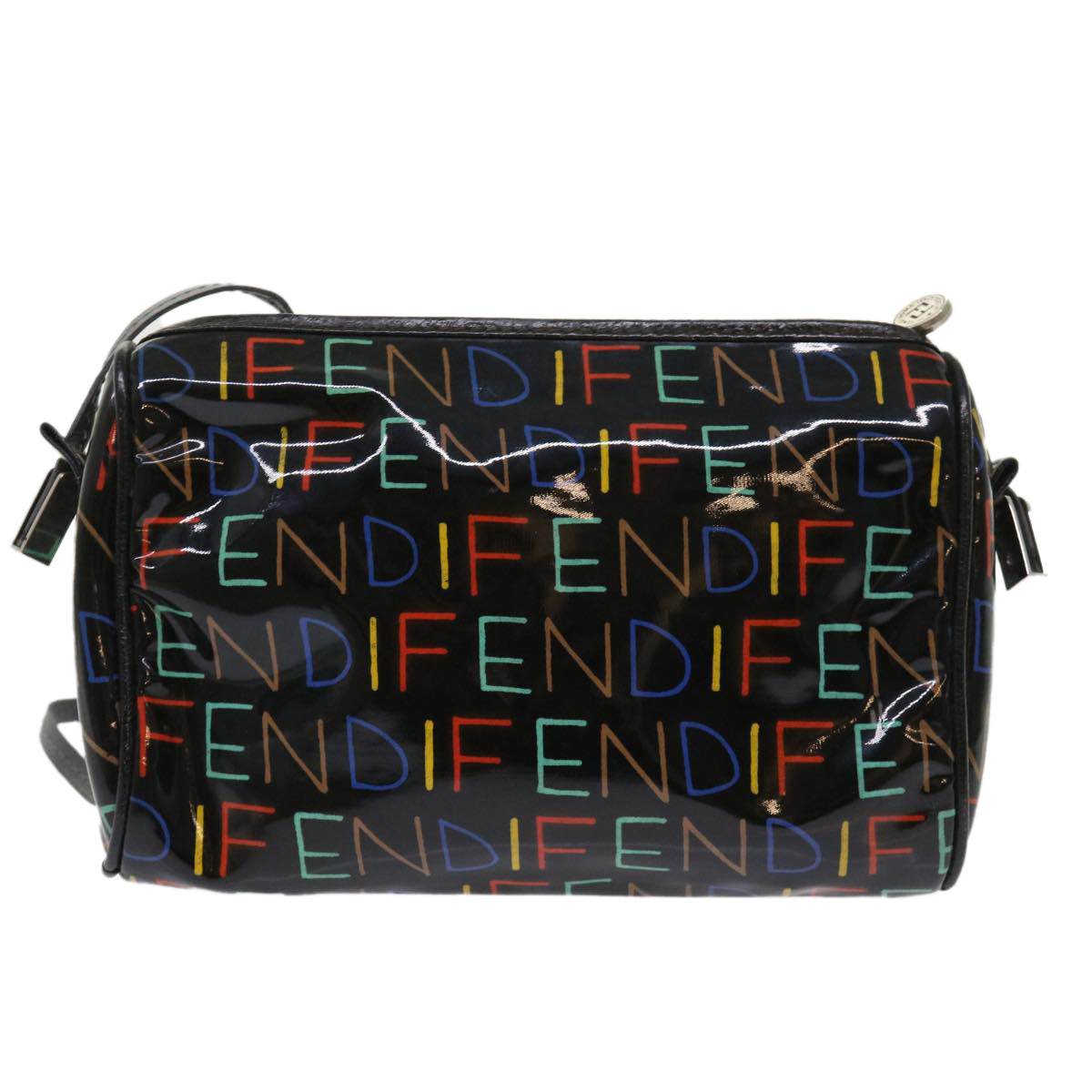 FENDI Shoulder Bag Enamel Black Multicolor 47063