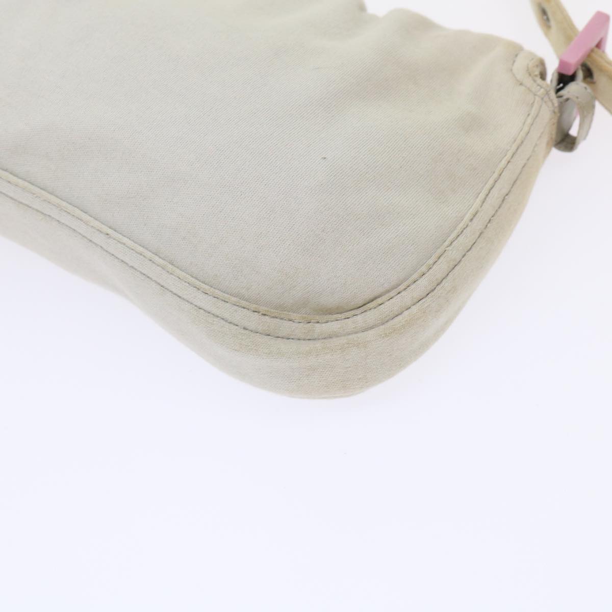 FENDI Mamma Baguette Shoulder Bag Cotton White 47107