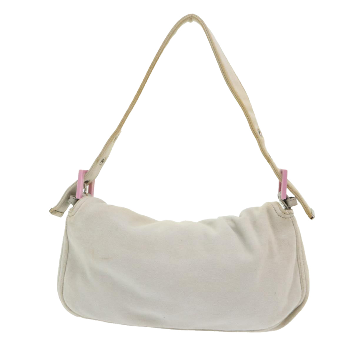 FENDI Mamma Baguette Shoulder Bag Cotton White 47107
