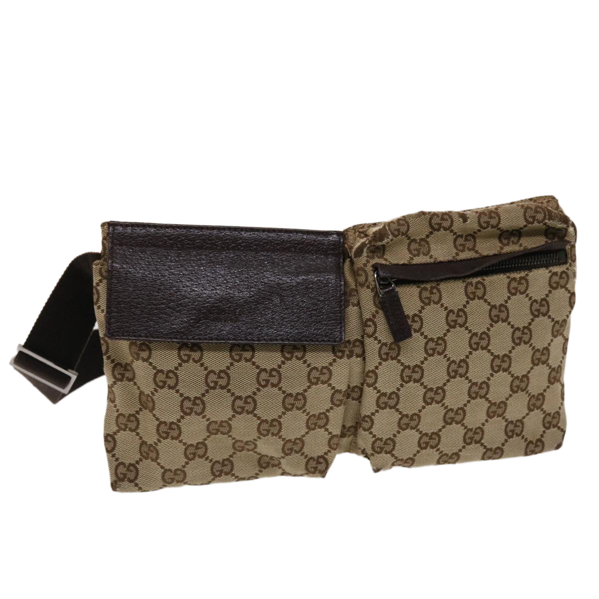 GUCCI GG Canvas Waist bag Leather Beige 28566 47122
