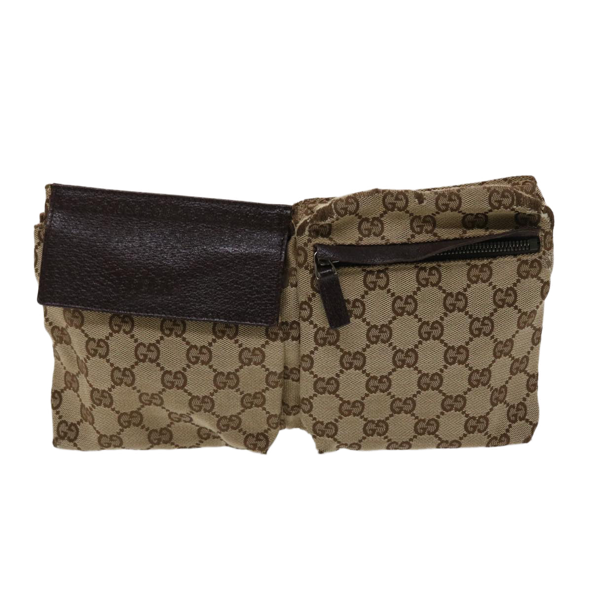 GUCCI GG Canvas Waist bag Leather Beige 28566 47122