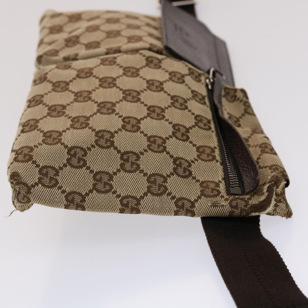 GUCCI GG Canvas Waist bag Leather Beige 28566 47122