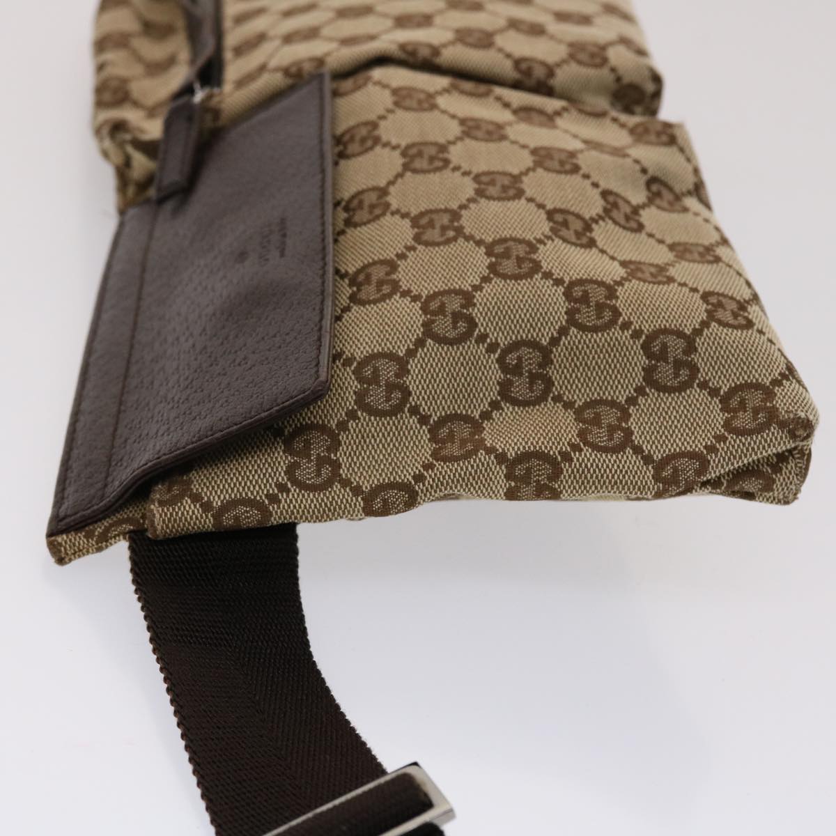 GUCCI GG Canvas Waist bag Leather Beige 28566 47122
