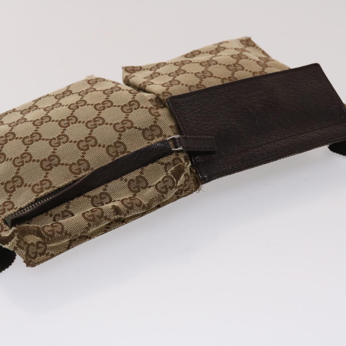 GUCCI GG Canvas Waist bag Leather Beige 28566 47122