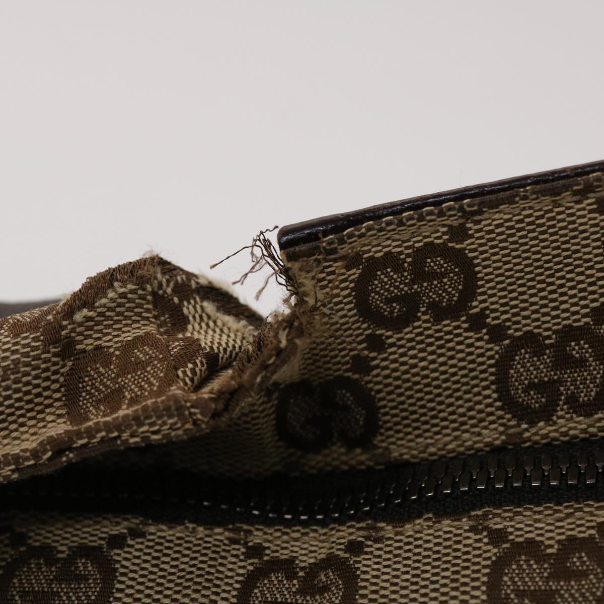 GUCCI GG Canvas Waist bag Leather Beige 28566 47122
