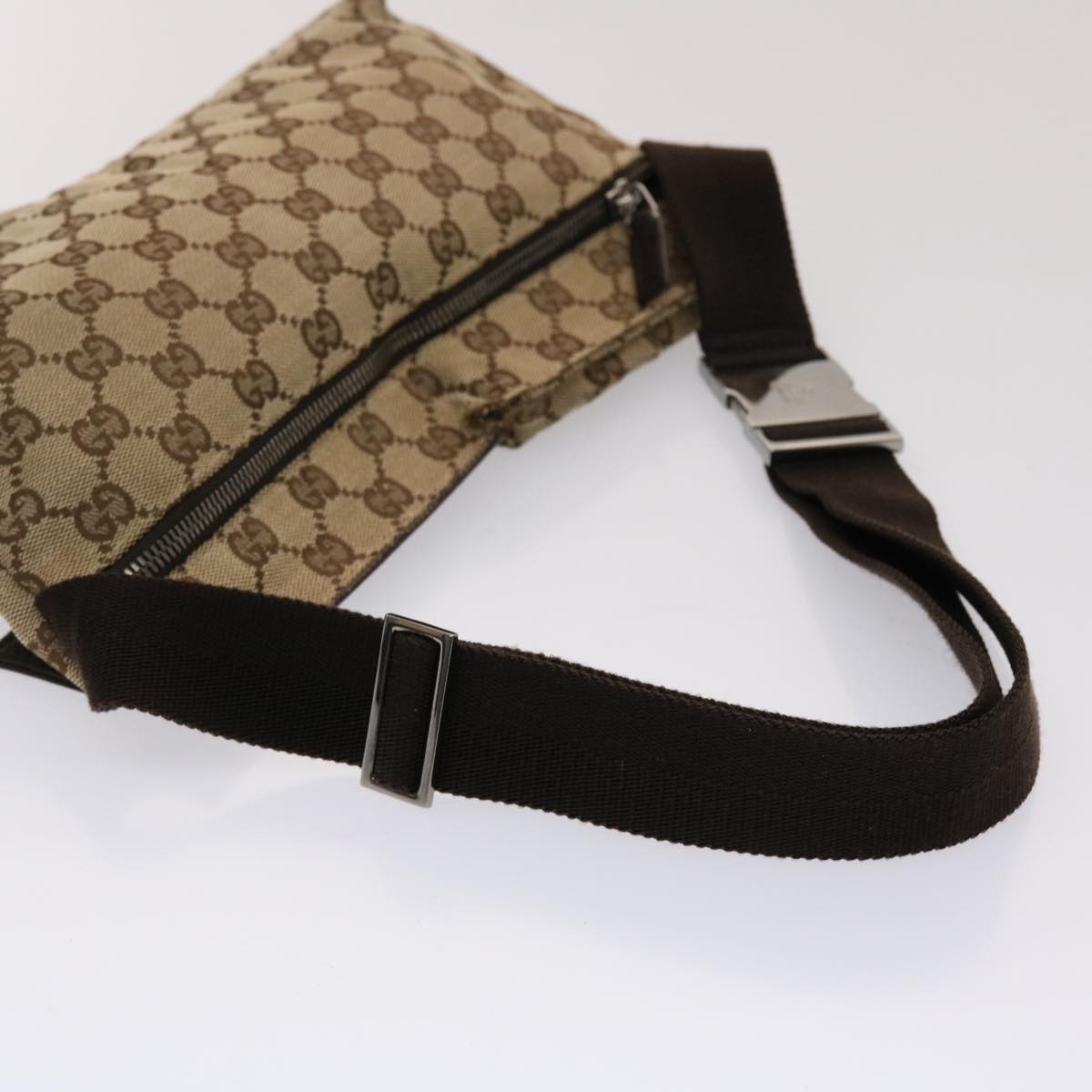 GUCCI GG Canvas Waist bag Leather Beige 28566 47122