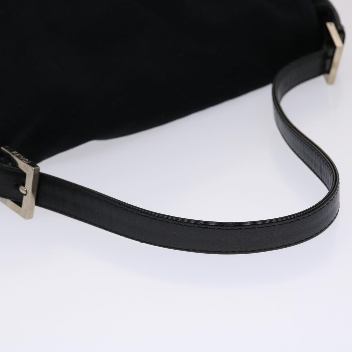 FENDI Mamma Baguette Shoulder Bag Nylon Leather Black 47383