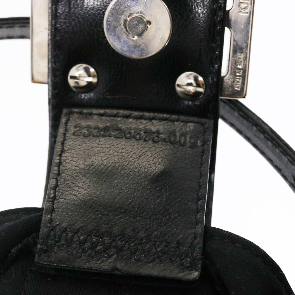 FENDI Mini Mamma Baguette Pouch Nylon Leather Black 47384