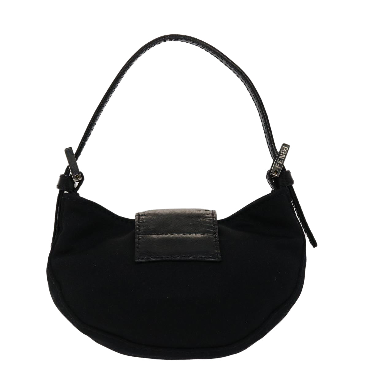 FENDI Mini Mamma Baguette Pouch Nylon Leather Black 47384