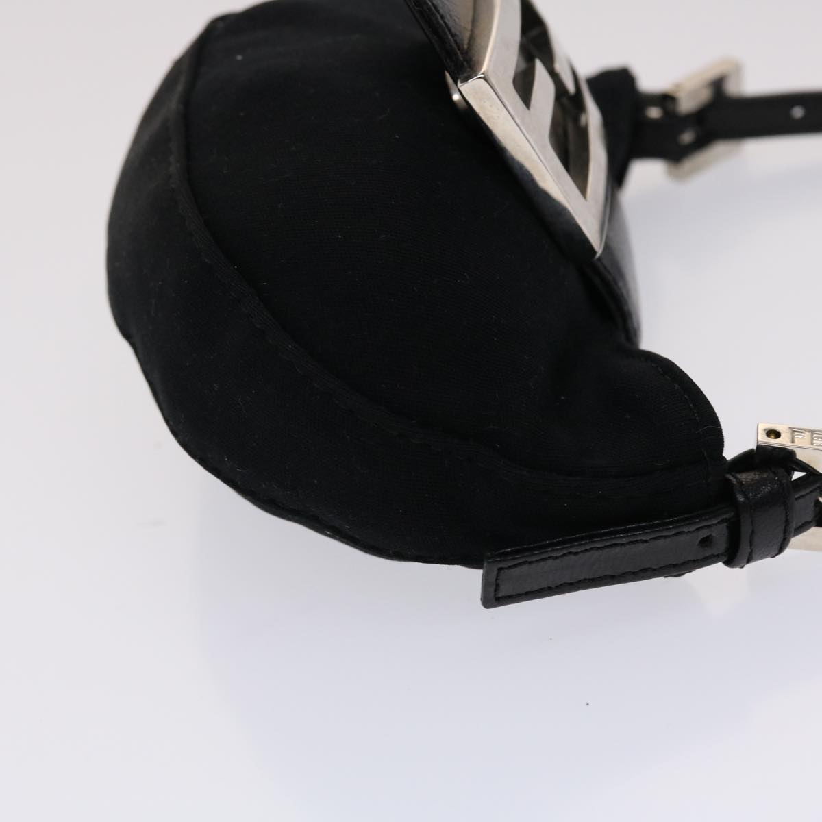 FENDI Mini Mamma Baguette Pouch Nylon Leather Black 47384