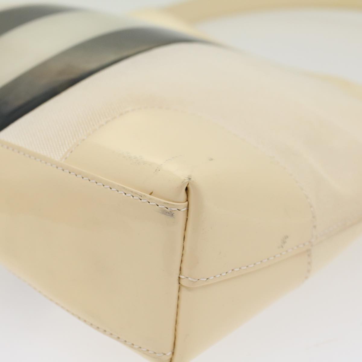GUCCI Sherry Line Shoulder Bag Canvas Patent leather White 0014231 47407