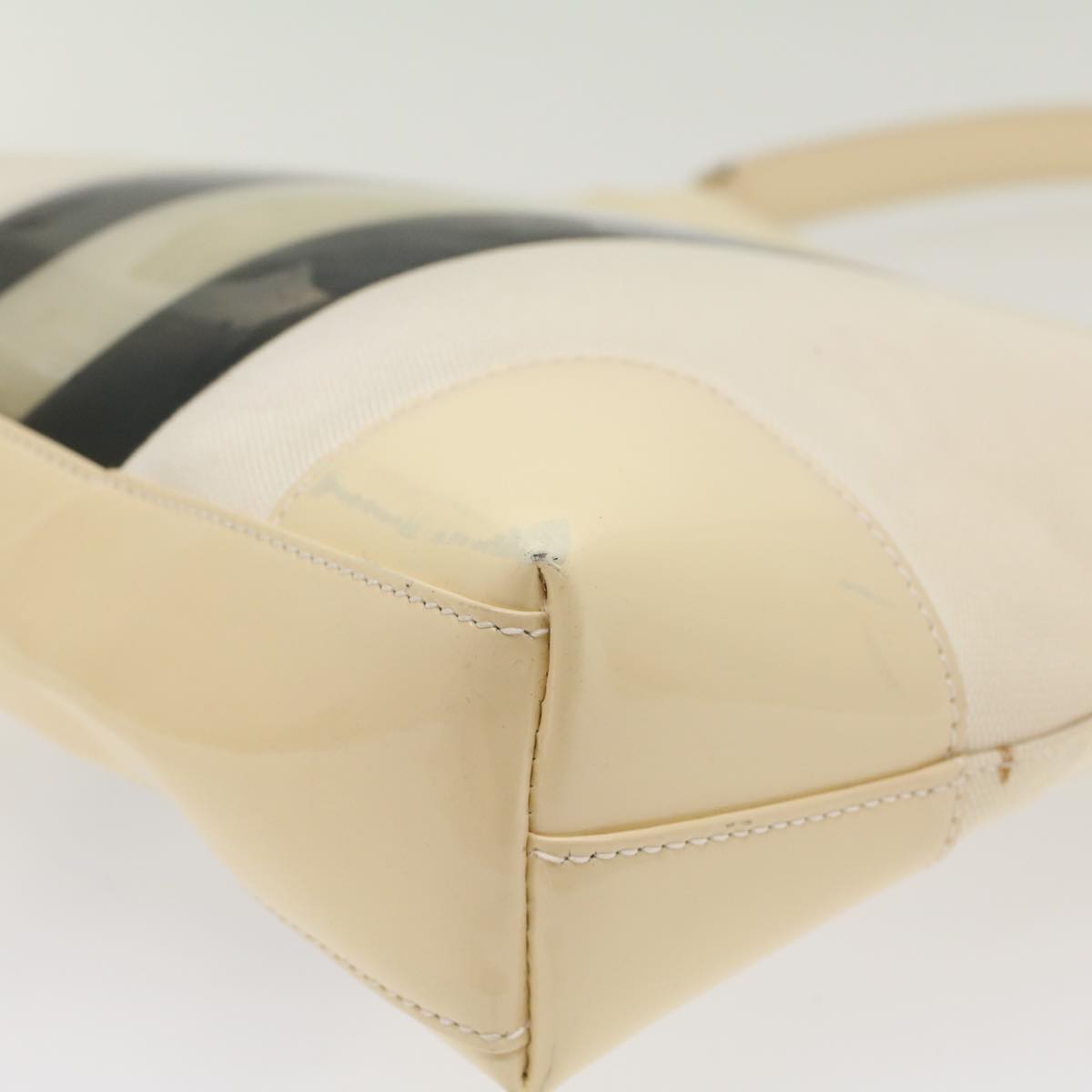 GUCCI Sherry Line Shoulder Bag Canvas Patent leather White 0014231 47407