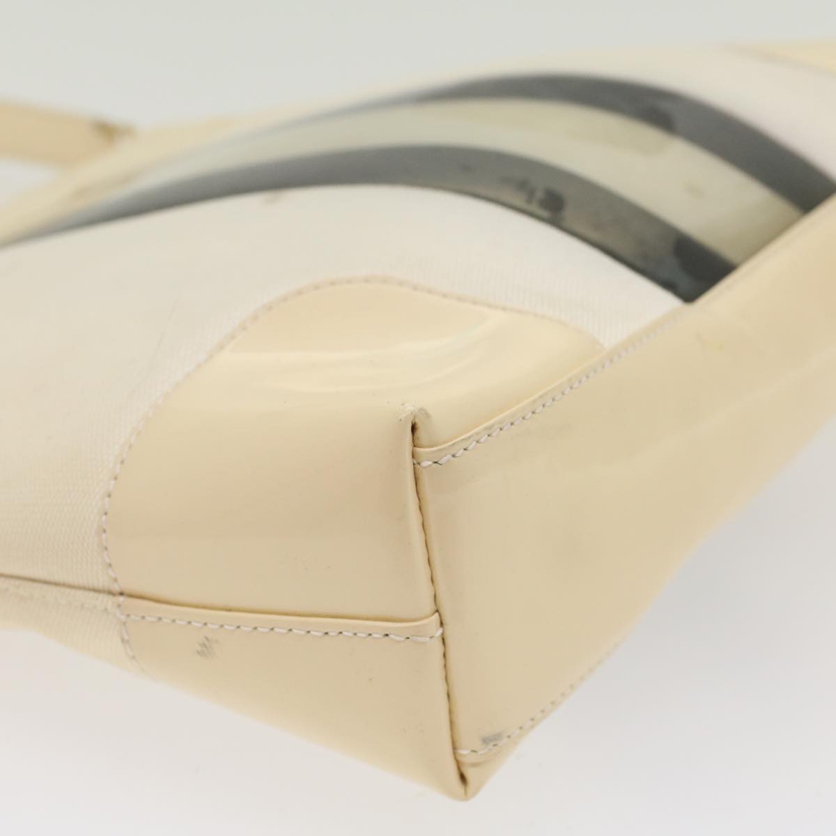 GUCCI Sherry Line Shoulder Bag Canvas Patent leather White 0014231 47407