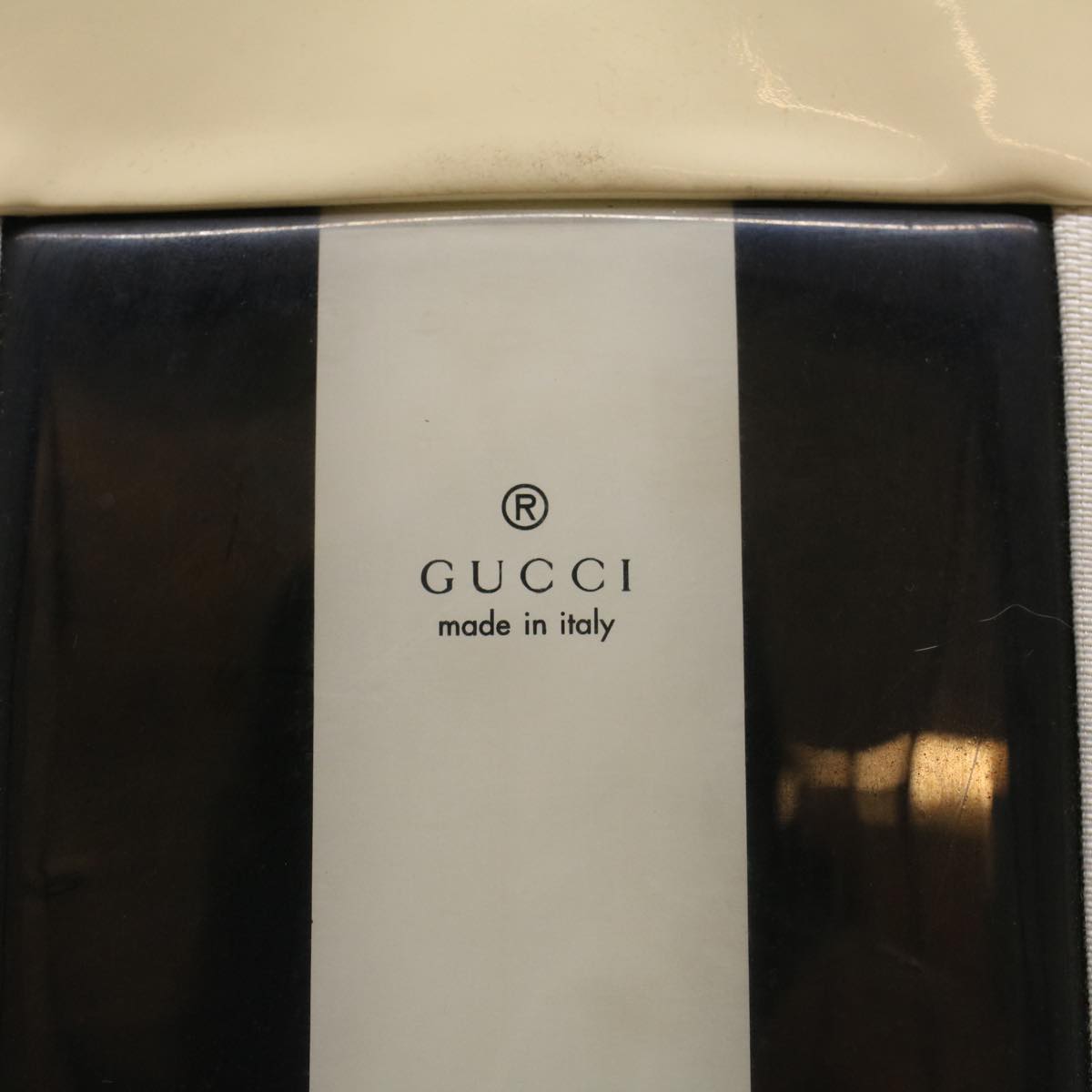 GUCCI Sherry Line Shoulder Bag Canvas Patent leather White 0014231 47407