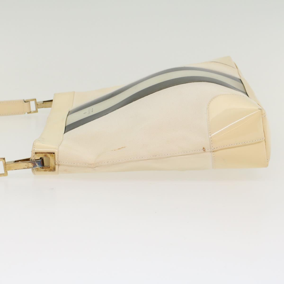 GUCCI Sherry Line Shoulder Bag Canvas Patent leather White 0014231 47407