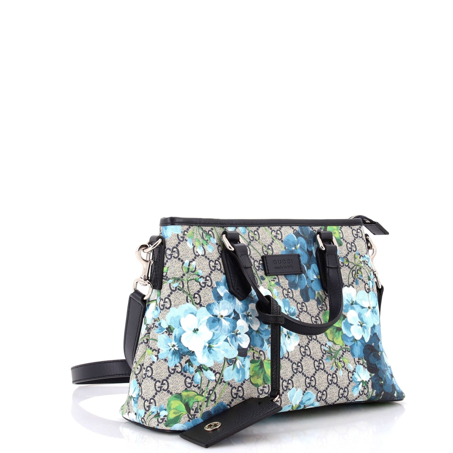 Convertible Zip Tote Blooms Print GG Coated Canvas Medium