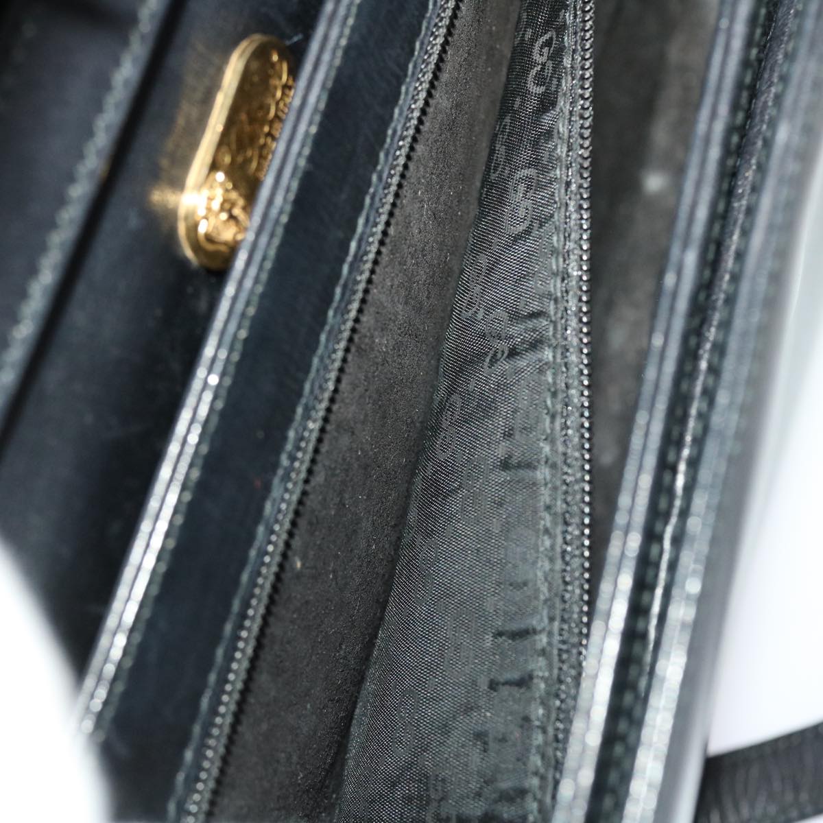 GUCCI Shoulder Bag Leather Black 47522