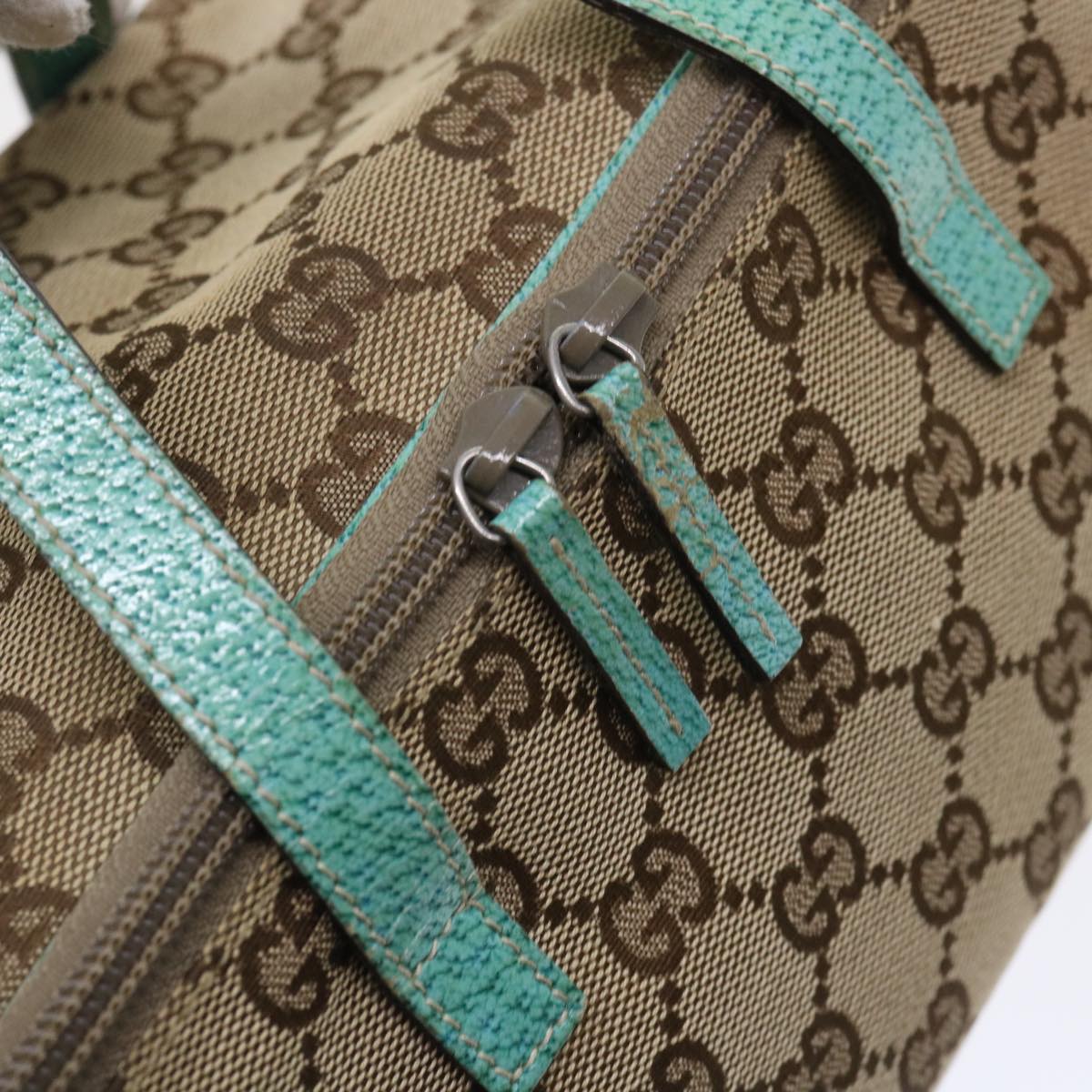 GUCCI GG Canvas Pouch Beige Light Blue 12450 47564
