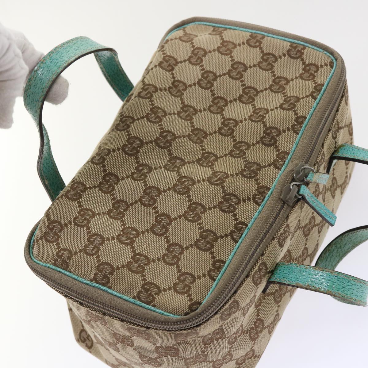 GUCCI GG Canvas Pouch Beige Light Blue 12450 47564