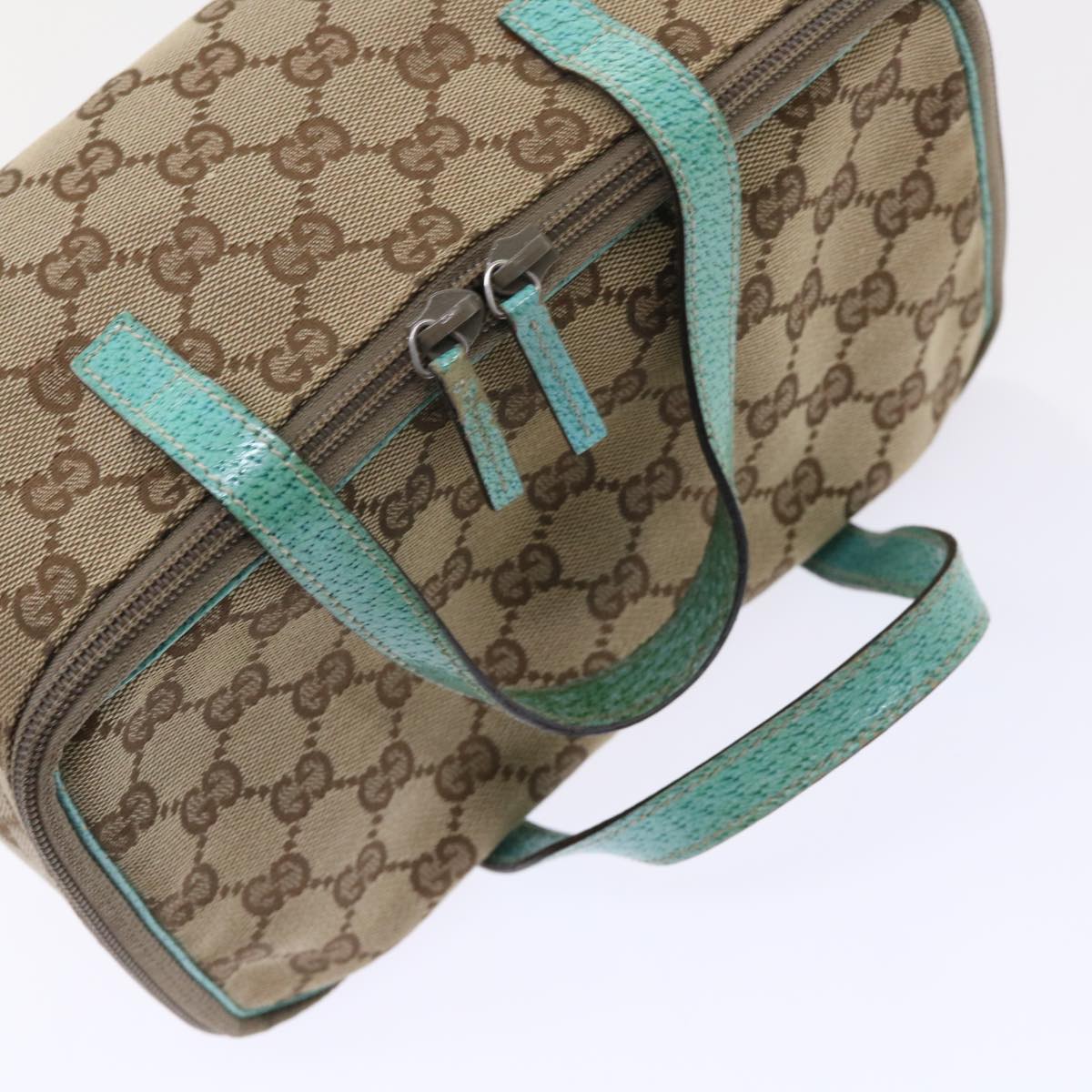 GUCCI GG Canvas Pouch Beige Light Blue 12450 47564