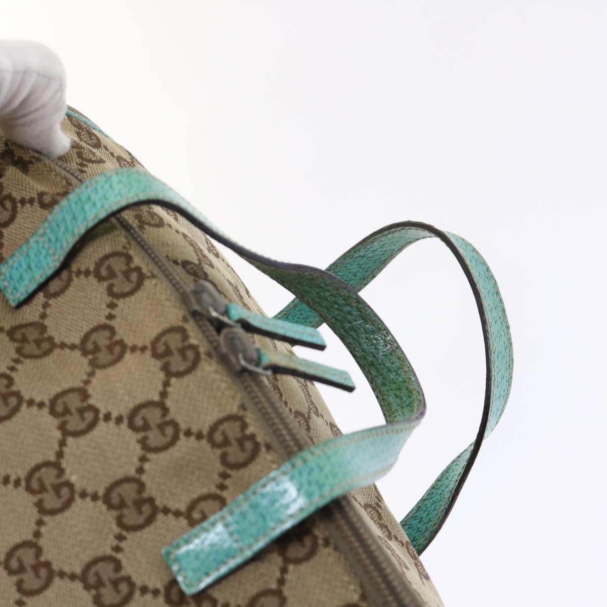 GUCCI GG Canvas Pouch Beige Light Blue 12450 47564