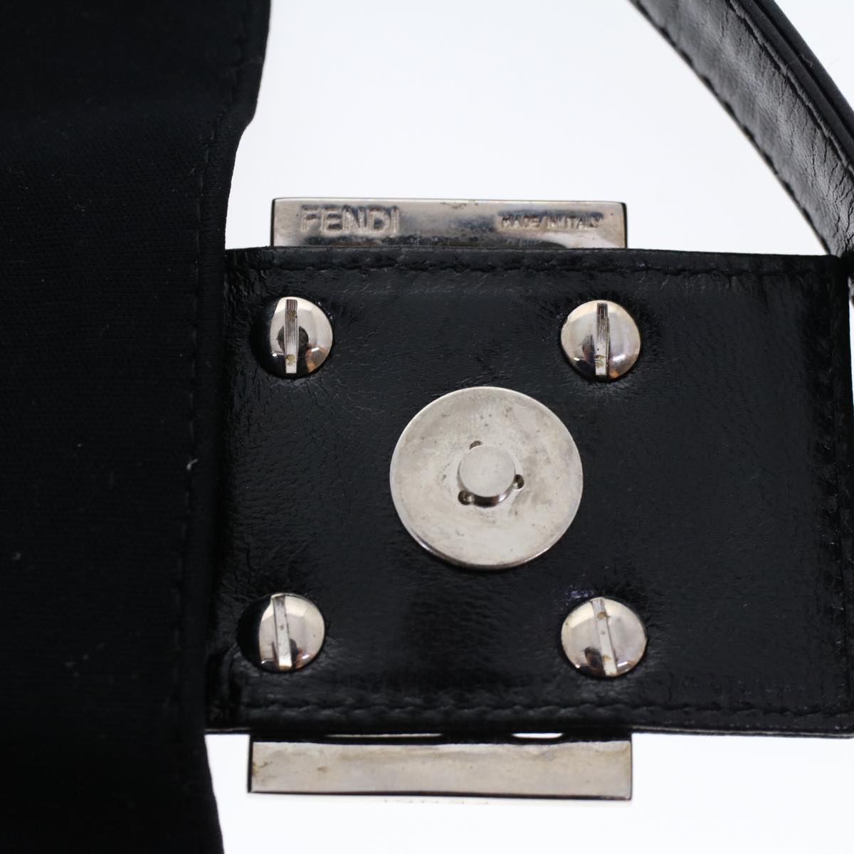 FENDI Mamma Baguette Shoulder Bag Nylon Leather Black 47648